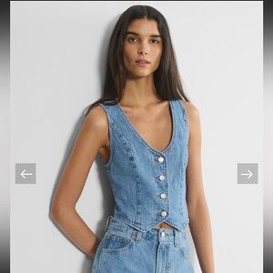 Aritzia Blue Denim Button-Up Top